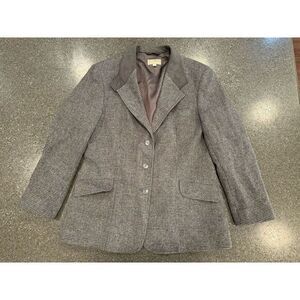 Vintage LL Bean Wool Gray Womens Blazer Made‎ In USA Size 10